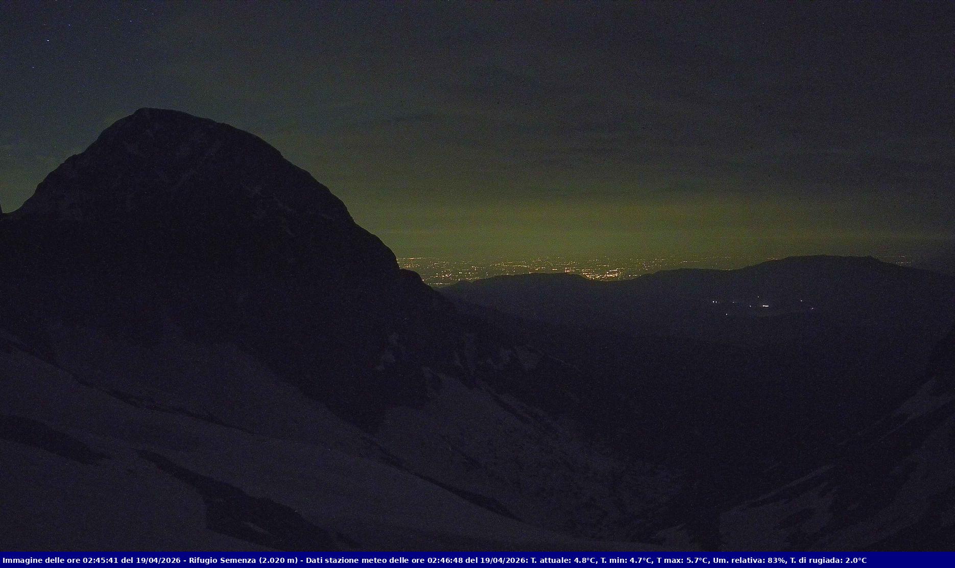 Webcam Rif. Semenza - 2020m - puntamento verso la Piana del Cansiglio e la pianura veneta in direzione sud-ovest