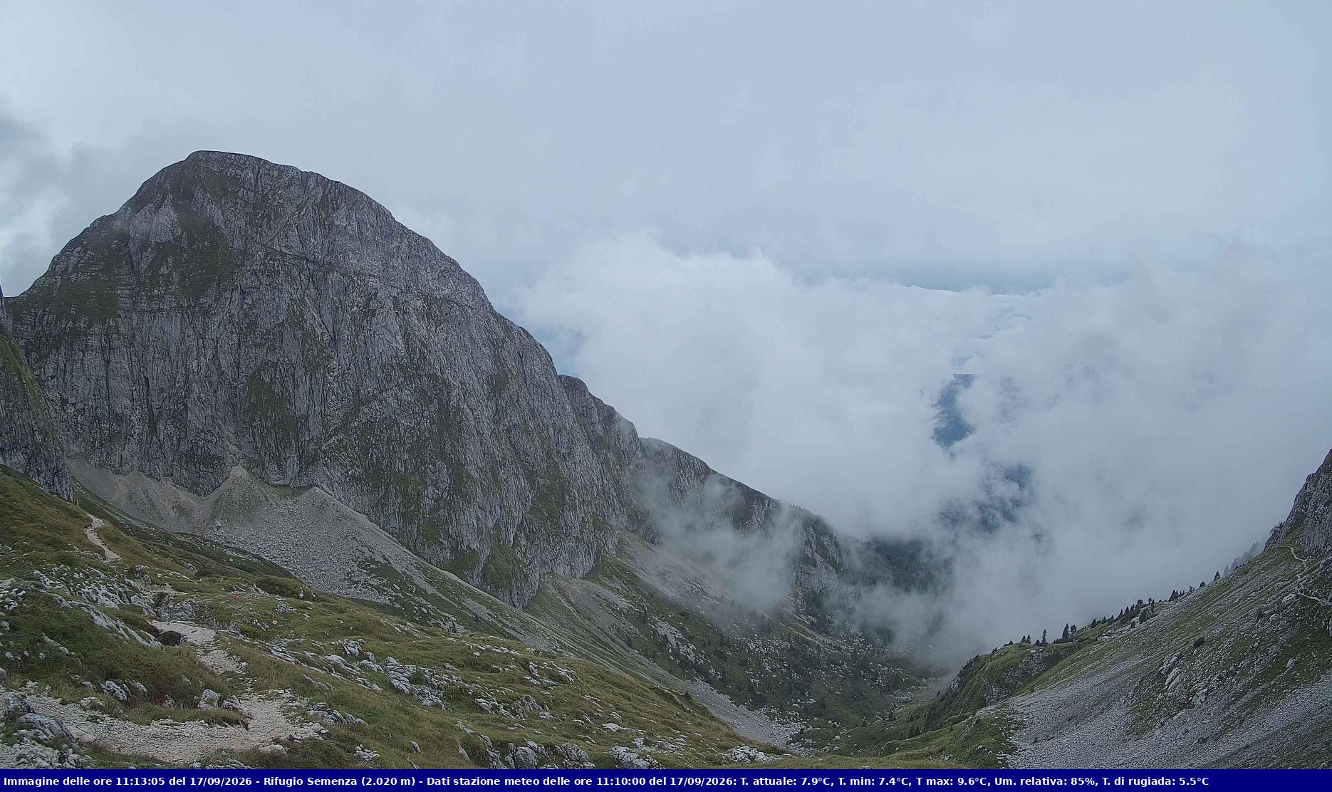 Webcam Rif. Semenza - 2020m - puntamento verso la Piana del Cansiglio e la pianura veneta in direzione sud-ovest