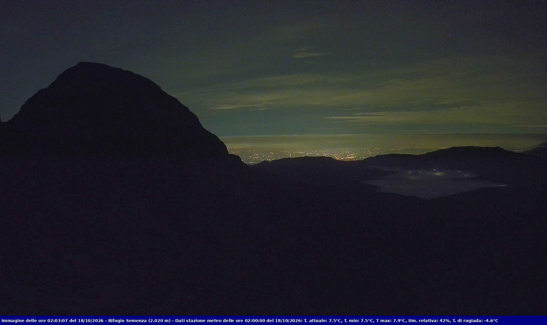 Webcam Rif. Semenza - 2020m - puntamento verso la Piana del Cansiglio e la pianura veneta in direzione sud-ovest